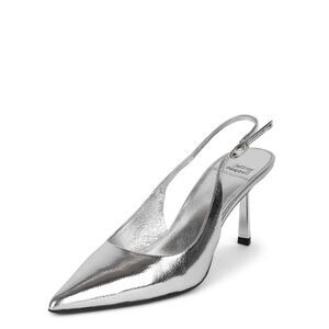 Womens Jeffrey Campbell Persona Slingback Pump Silver Pointy Kitten Heel New 8